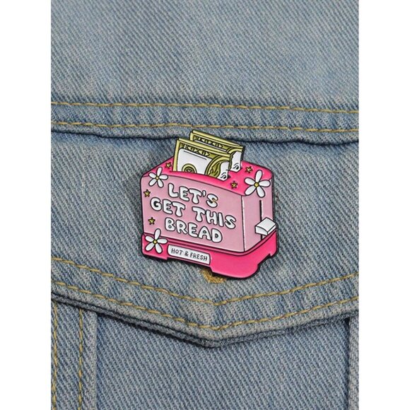 1pc Let's Get This Bread Enamel Pins Pink Bread Maker Hot Fresh Brooch Clothes - Picture 9 of 11